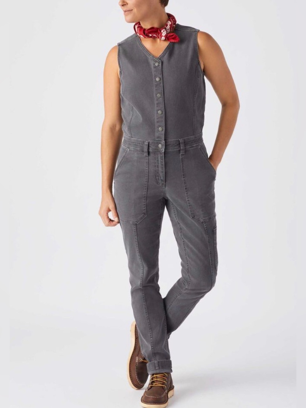 Duluth Trading Co DuluthFlex Fire Hose Ltd. Gray Jumpsuit Overalls